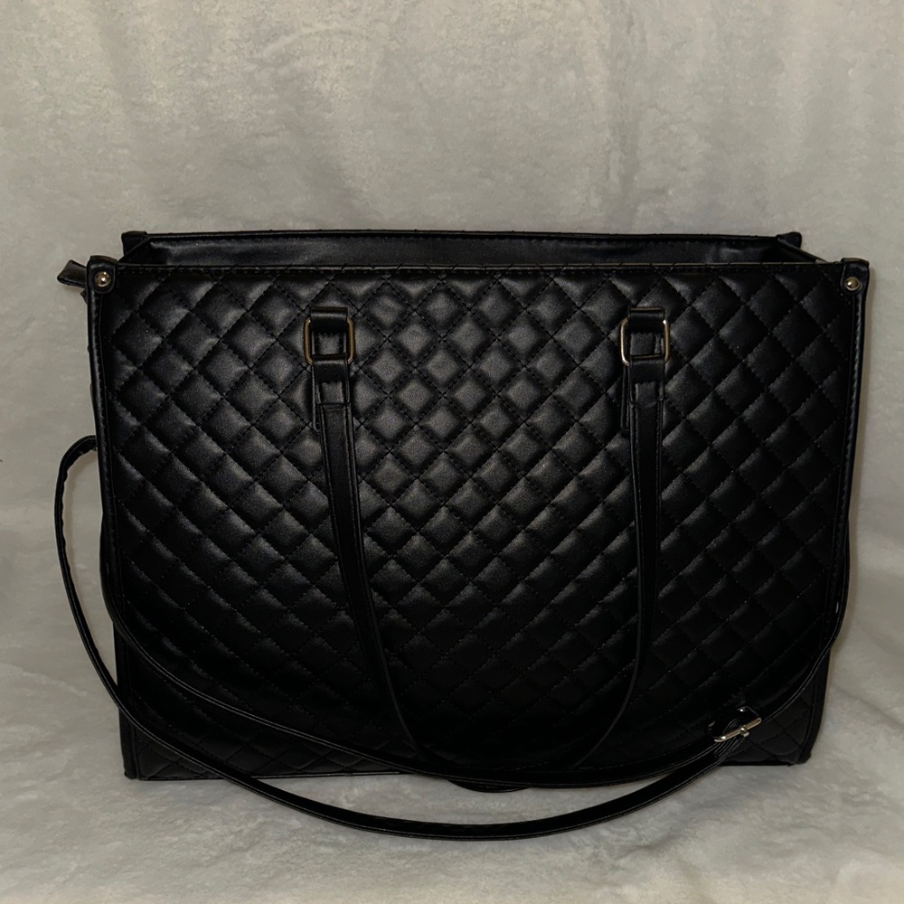 Quilted Black Leather Tote Bag - Classic Women's Handbag